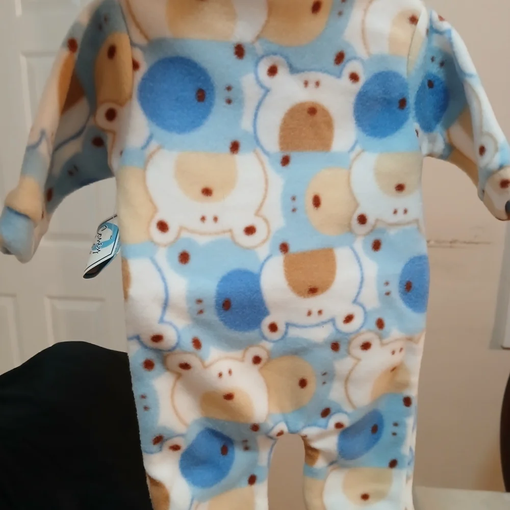 Carter's Blue and Cream Patterned Footie